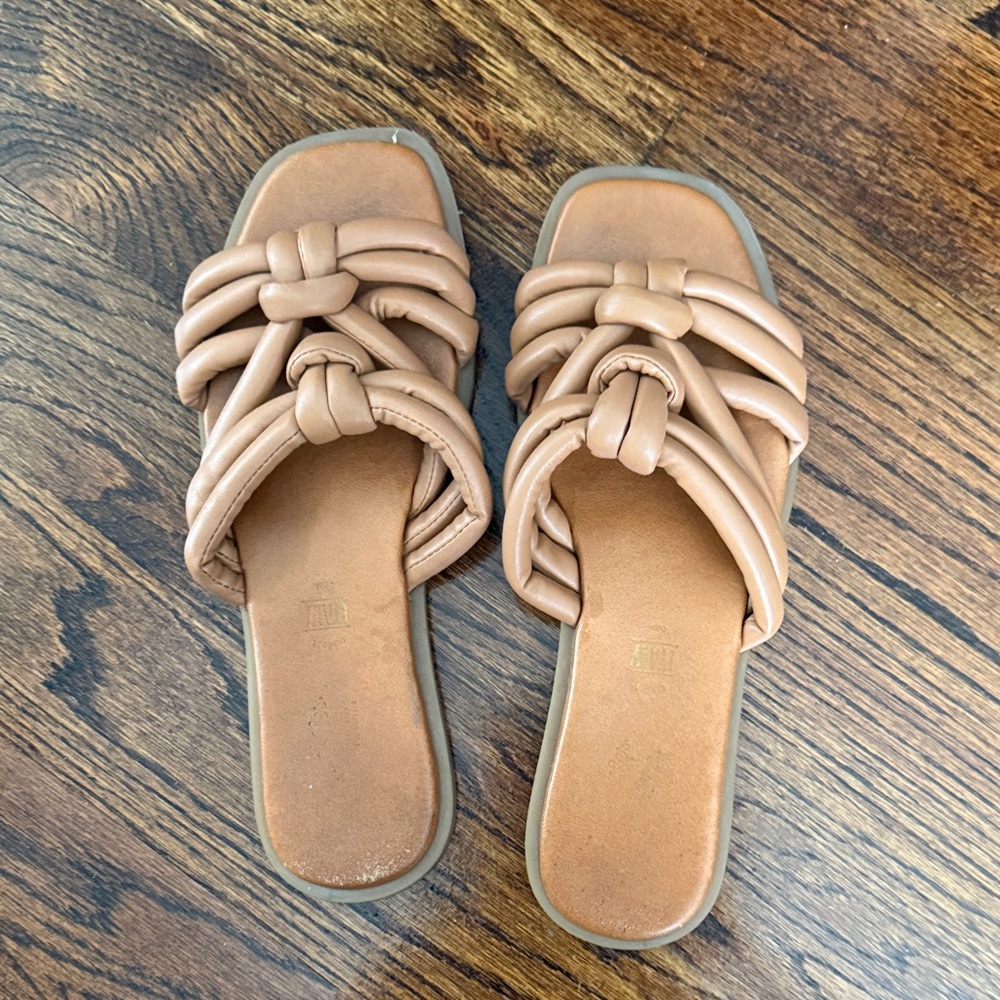 Seychelles Woven Tan Slide Sandals